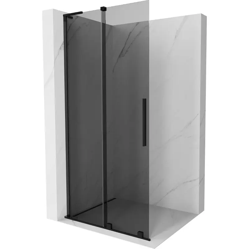 MEXEN/S Velar L Sprchová zástěna posuvná Walk-in 90 x 200, grafit 8 mm, černá 871-090-003-43-70