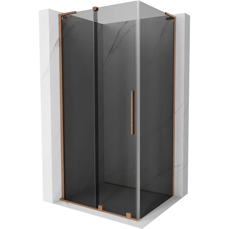 MEXEN/S Velar L sprchový kout, posuvné dveře 90 x 110, grafit, měď kartáčovaná 871-090-110-43-65