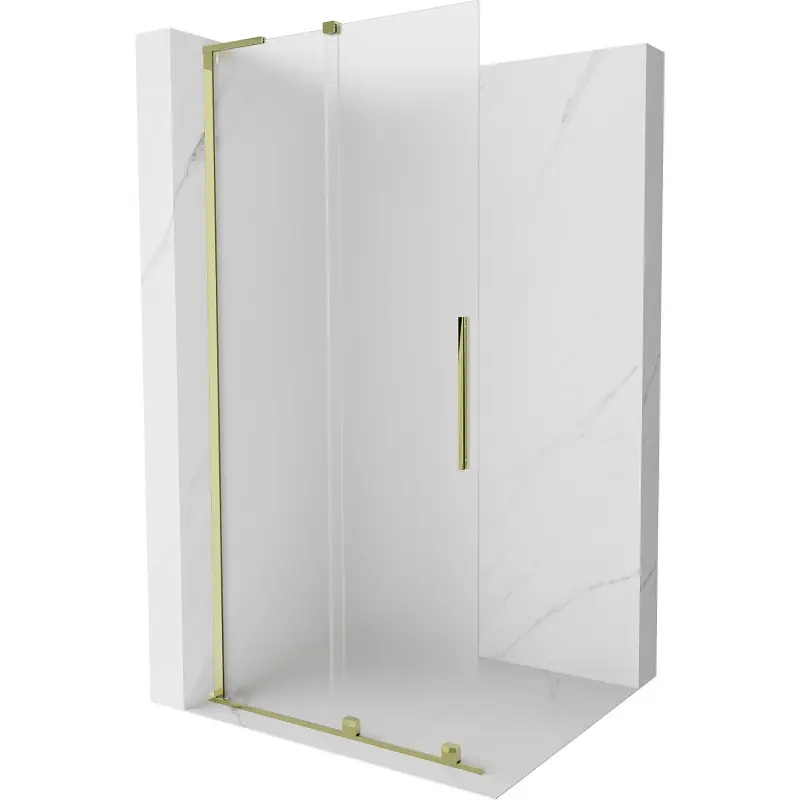 MEXEN/S Velar L Sprchová zástěna posuvná Walk-in 100 x 200, dekor 8 mm, zlato 871-100-003-33-50