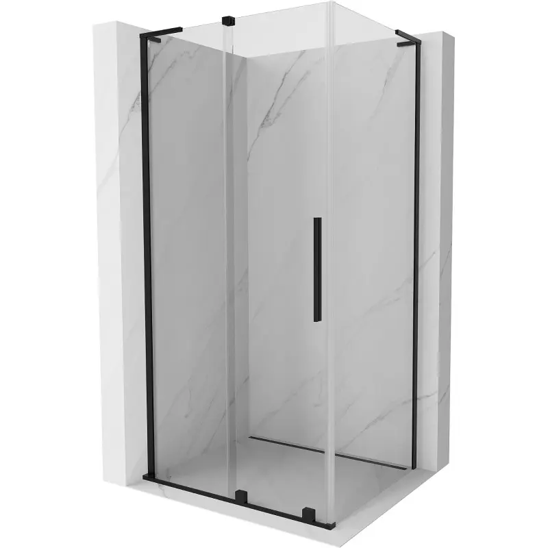 MEXEN/S Velar L sprchový kout, posuvné dveře 100 x 90, transparent, černá 871-100-090-03-70