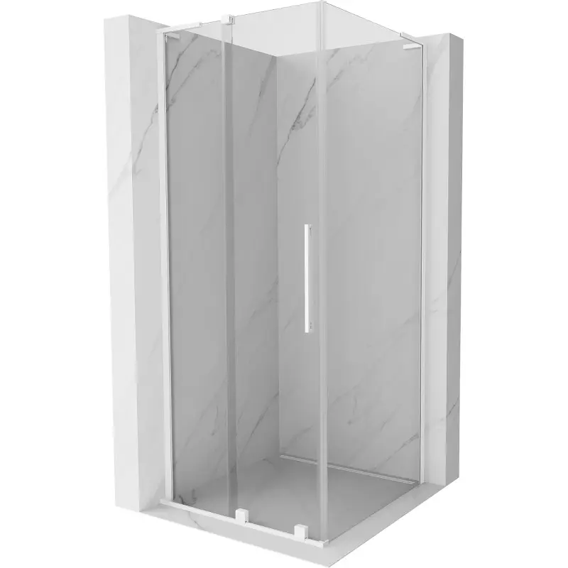 MEXEN/S Velar L sprchový kout, posuvné dveře 110 x 110, transparent, bílá 871-110-110-03-20