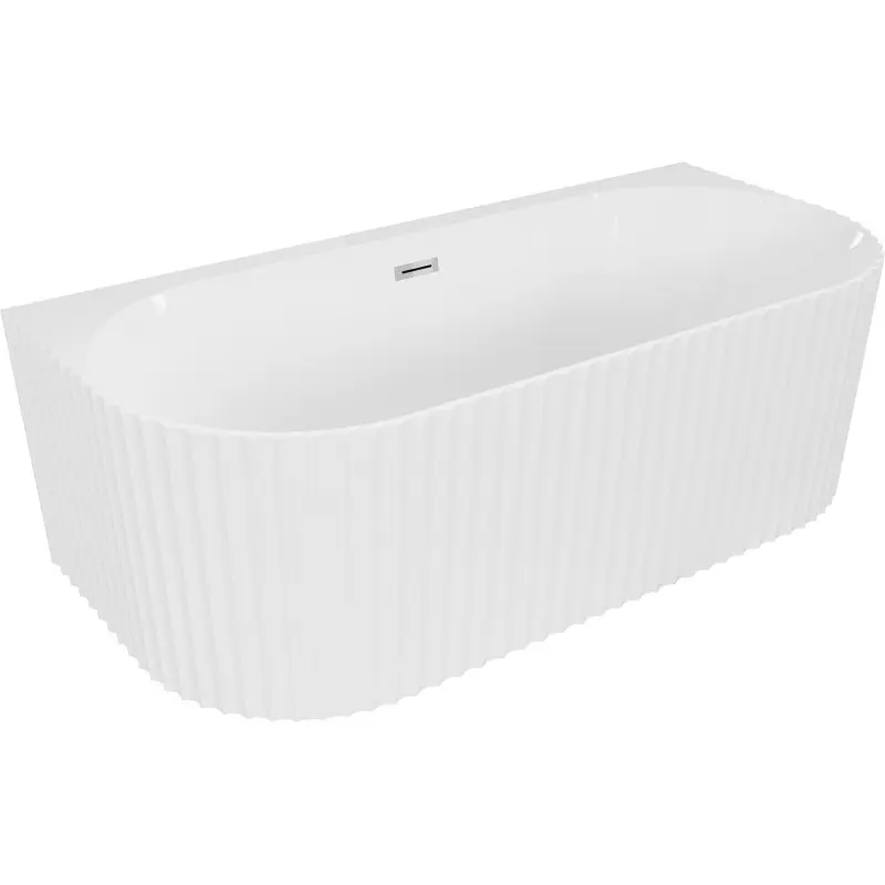 MEXEN/S Sella volně stojící vana nástěnná reliéf 150 x 75, bílá lesk, sifon a přepad chrom 52711507500-01