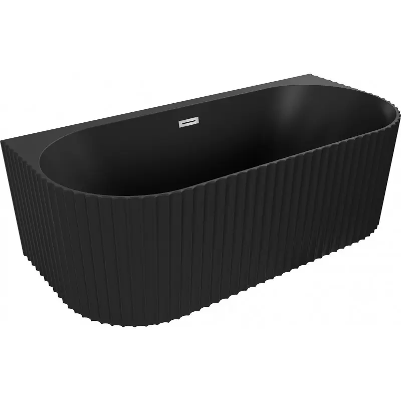 MEXEN/S Sella volně stojící vana nástěnná reliéf 150 x 75, černá mat, sifon a přepad chrom 52711507571-01