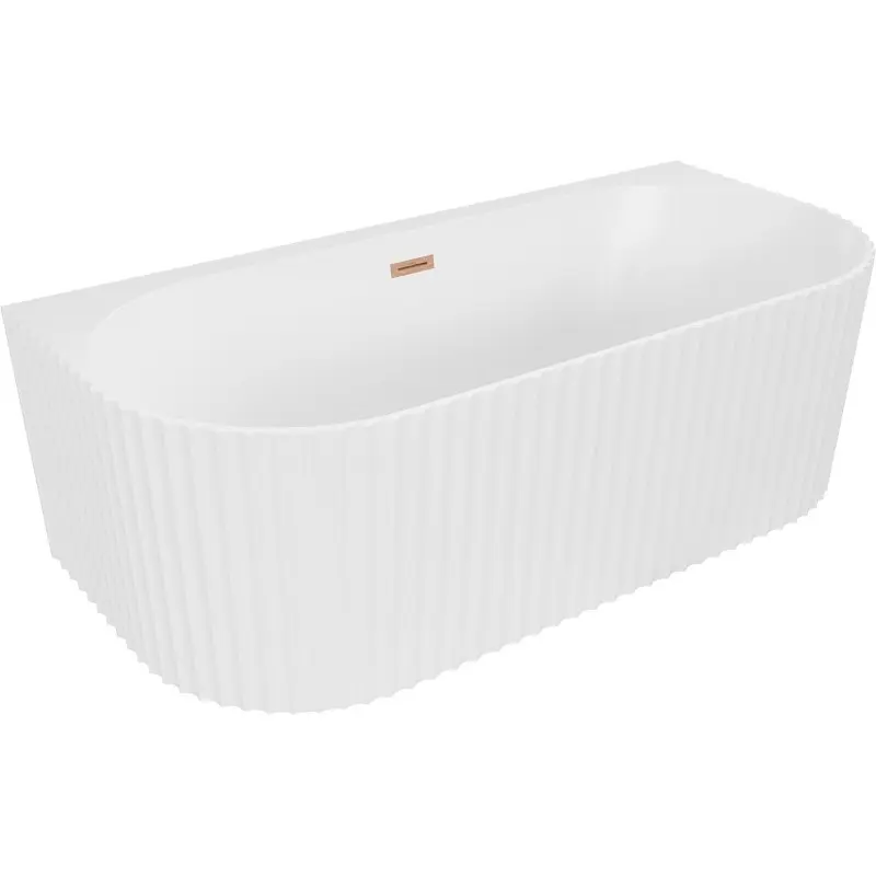 MEXEN/S Sella volně stojící vana nástěnná reliéf 170 x 80, bílá mat, sifon a přepad měď kartáčovaná 52711708001-65