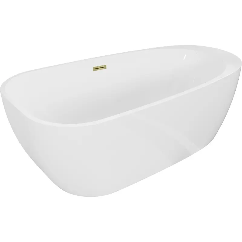 MEXEN/S Giada volně stojící vana 170 x 90, bílá lesk, sifon a přepad zlatá 52741709000-50
