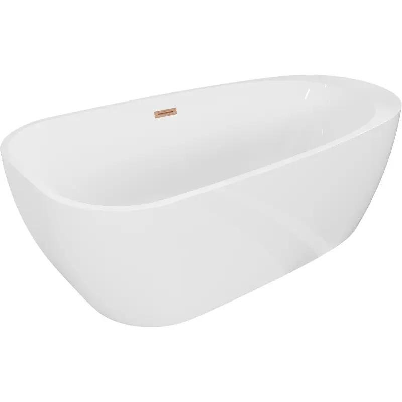 MEXEN/S Giada volně stojící vana 170 x 90, bílá lesk, sifon a přepad měď kartáčovaná 52741709000-65