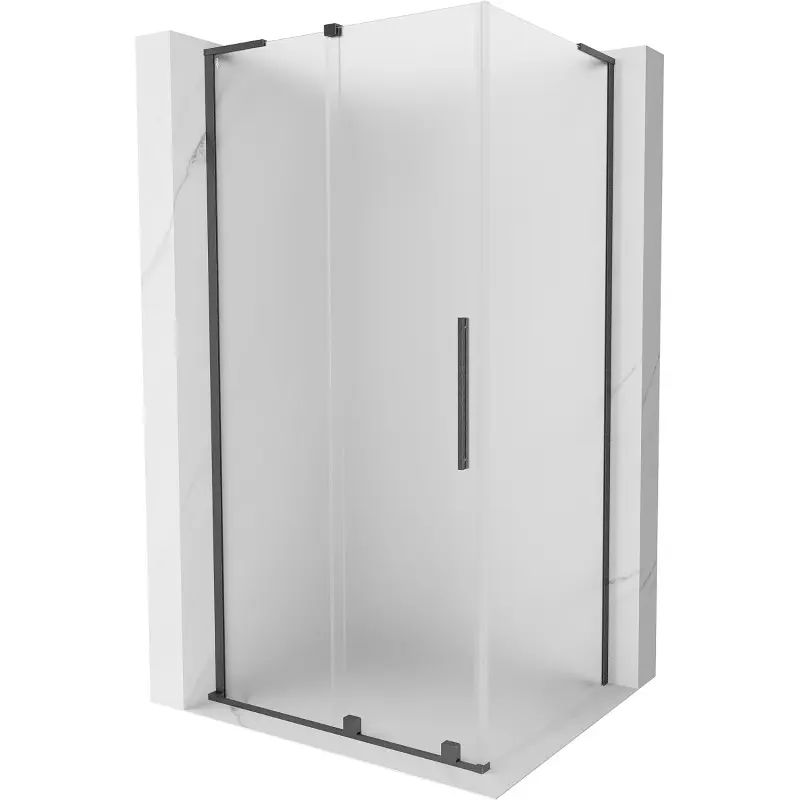 MEXEN/S Velar L sprchový kout, posuvné dveře 110 x 90, dekor, grafit kartáčovaná 871-110-090-33-66
