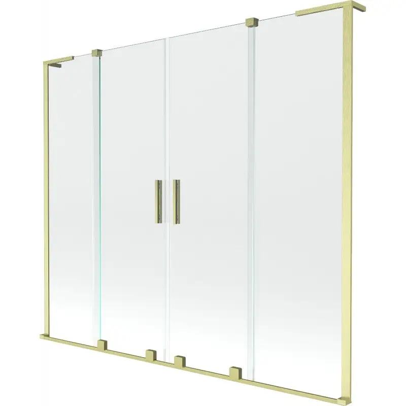 MEXEN/S Velar L Duo dvoukřídlá posuvná vanová zástěna 180 x 150, transparent, zlatá kartáčovaná 896-180-003-02-55
