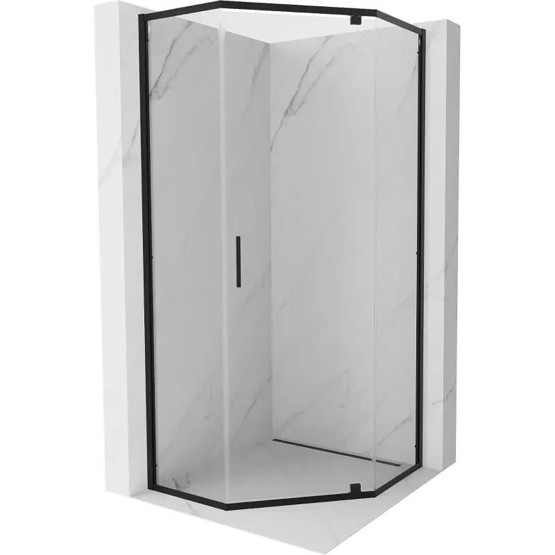 MEXEN Exo sprchová kout pětiboký křídlový 90 x 90, transparent, černá 812-090-090-70-00