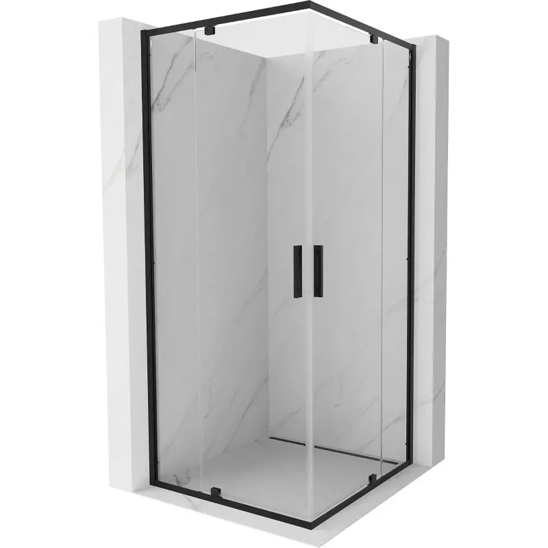 MEXEN/S Exo čtvercový křídlový sprchový kout 90 x 90, transparent, černá 8110-090-090-70-00