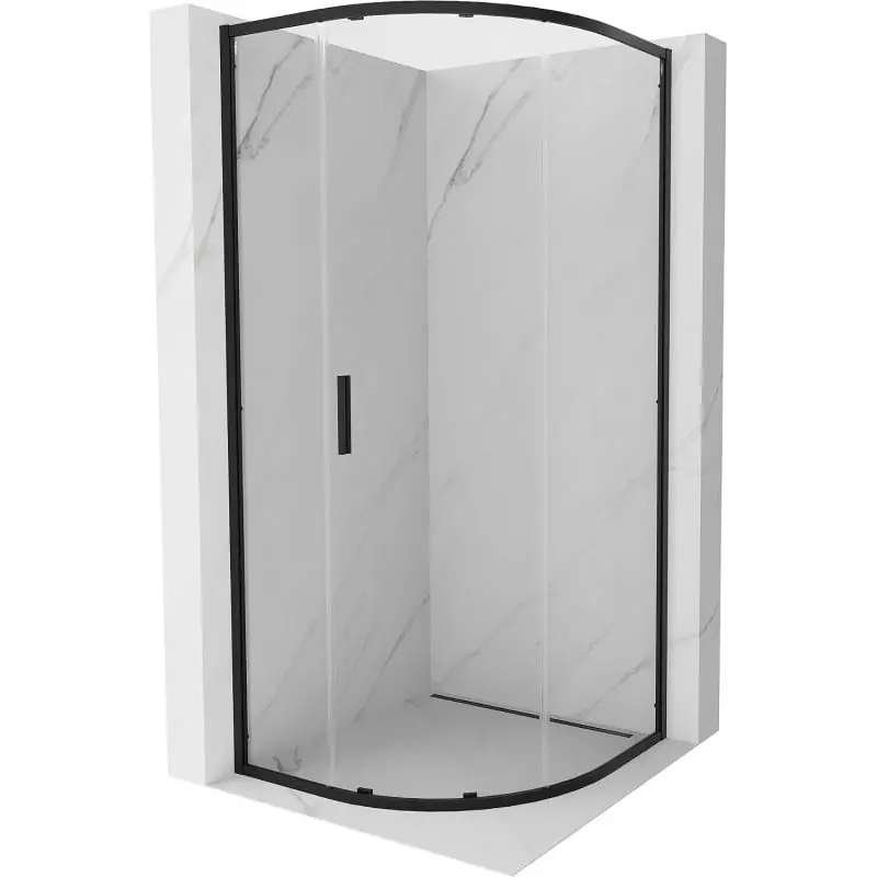 MEXEN/S Exo čtvrtkruhový posuvný sprchový kout 70 x 70, transparent, černá 8131-070-070-70-00