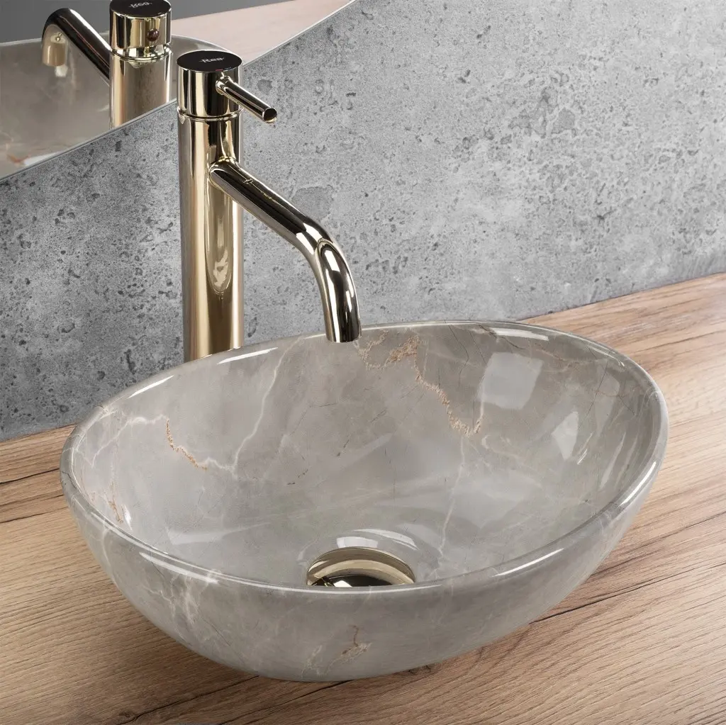 Keramické umyvadlo na desku REA SOFIA Mini 35x26, mramor
