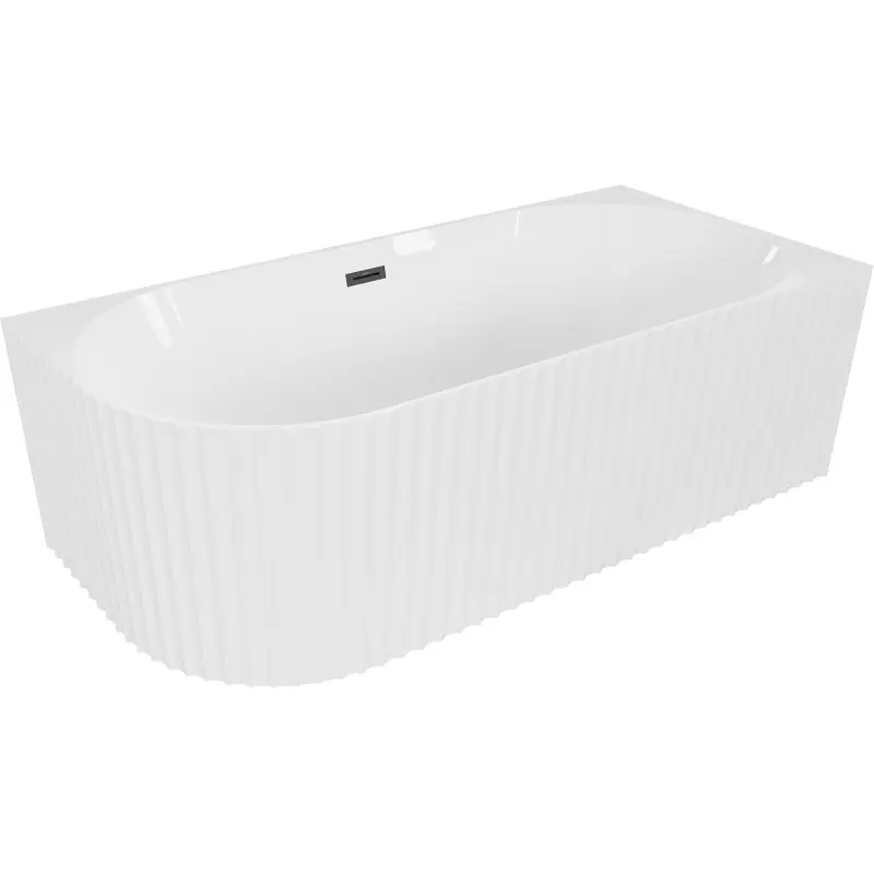 MEXEN/S Gia volně stojící rohová vana reliéf pravá 150 x 75, bílá lesk, sifon a přepad černá 52701507500P-70