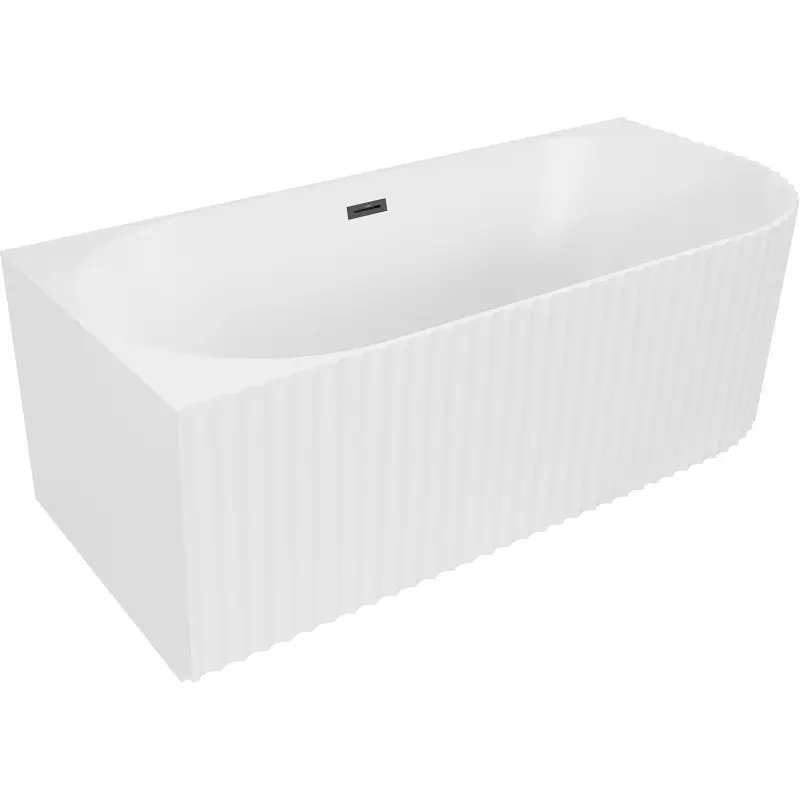 MEXEN/S Gia volně stojící rohová vana reliéf levá 150 x 75, bílá mat, sifon a přepad černá 52701507501L-70