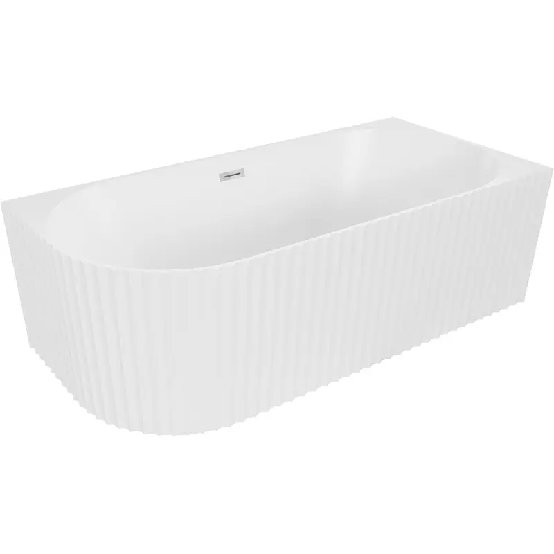 MEXEN/S Gia volně stojící rohová vana reliéf pravá 150 x 75, bílá mat, sifon a přepad chrom 52701507501P-01