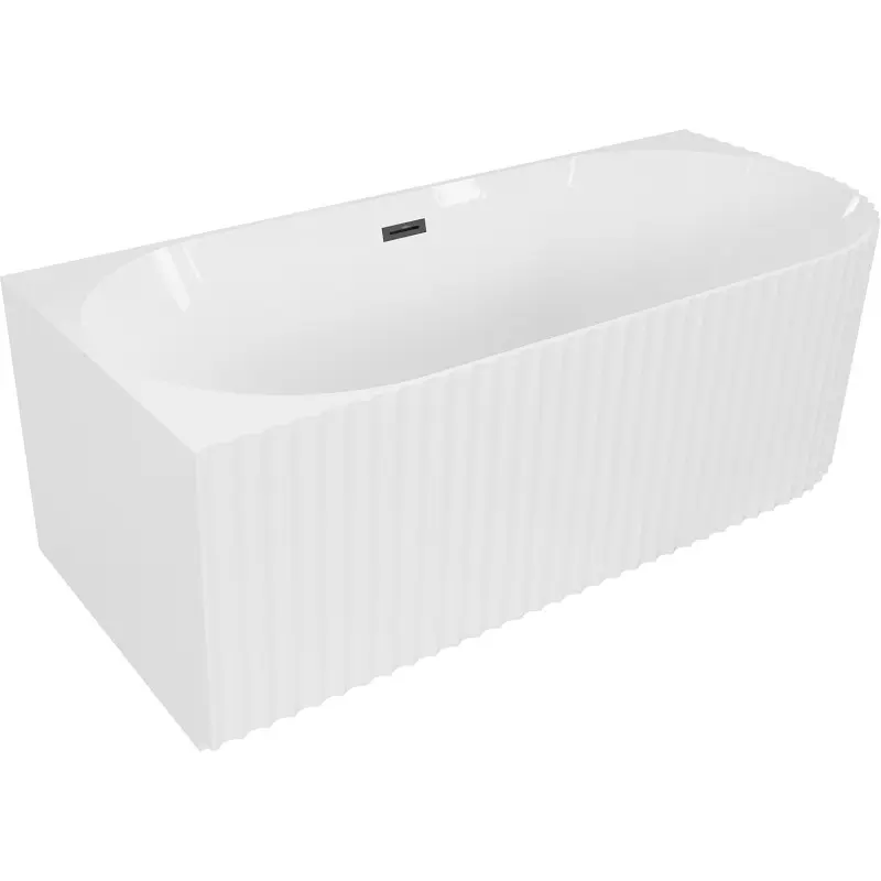 MEXEN/S Gia volně stojící rohová vana reliéf levá 170 x 80, bílá lesk, sifon a přepad černá 52701708000L-70