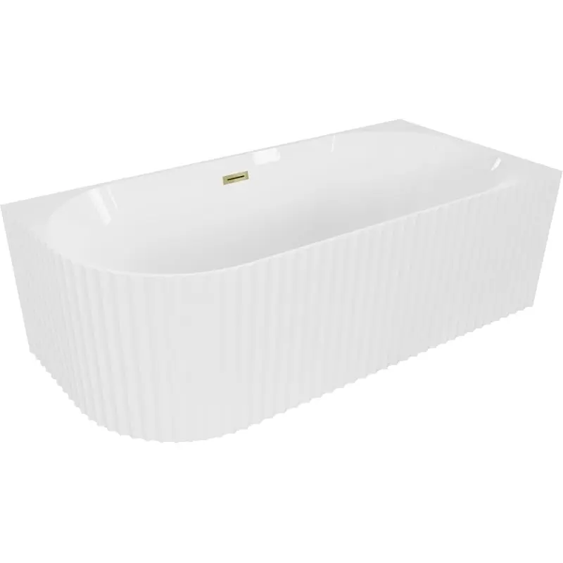 MEXEN/S Gia volně stojící rohová vana reliéf pravá 170 x 80, bílá lesk, sifon a přepad zlatá 52701708000P-50