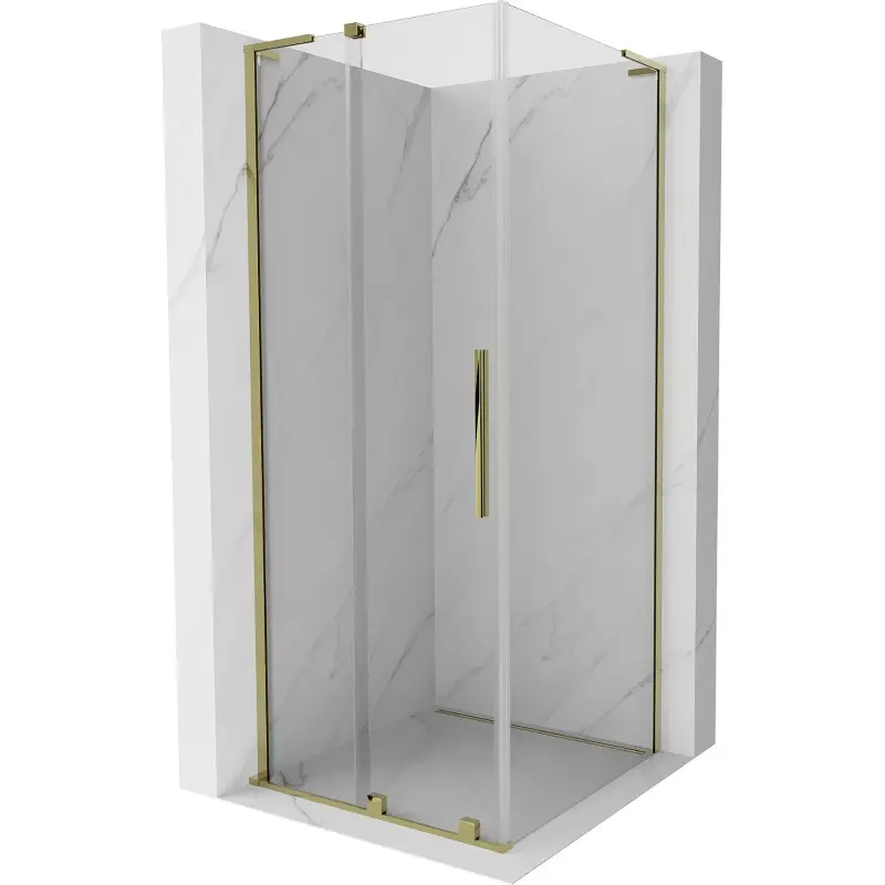 MEXEN/S Velar L sprchový kout, posuvné dveře 120 x 120, transparent, zlato 871-120-120-03-50