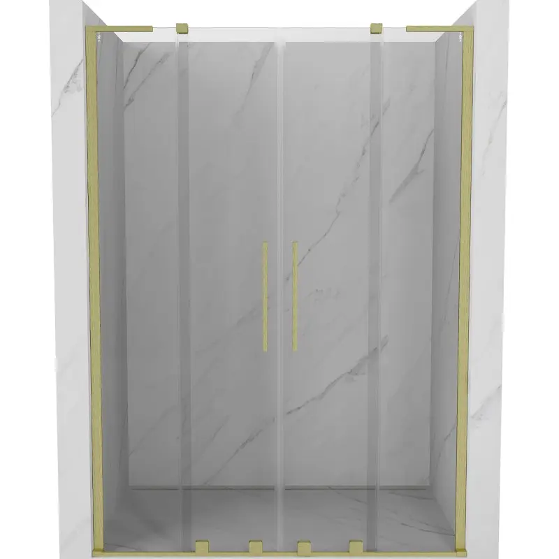 MEXEN/S Velar L Duo posuvné sprchové dveře 160, transparent, zlatá kartáčovaná 871-160-003-02-55