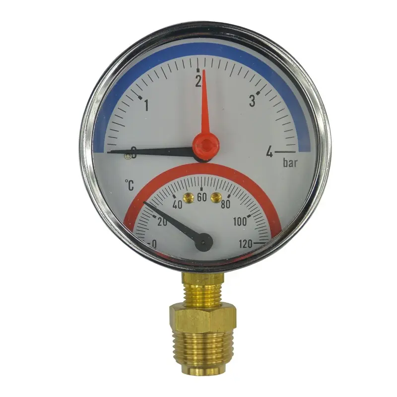 MEREO Klum Termomanometr 0-4bar, 0-120 °C, spodní vývod 1/2" PR3081