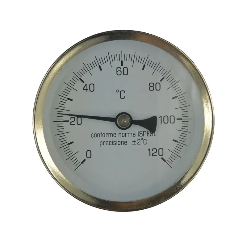 MEREO Klum Teploměr bimetalový DN 80, 0 120 °C, zadní vývod 1/2", jímka 100 mm PR3053