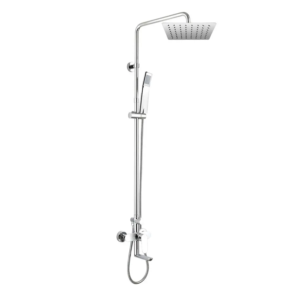 Mereo Nástenná  baterie Viana 150mm se sprch.soupravou,otoč.ramínkem, ruční a talíř.sprchou slim 200x200mm CBE60101SD