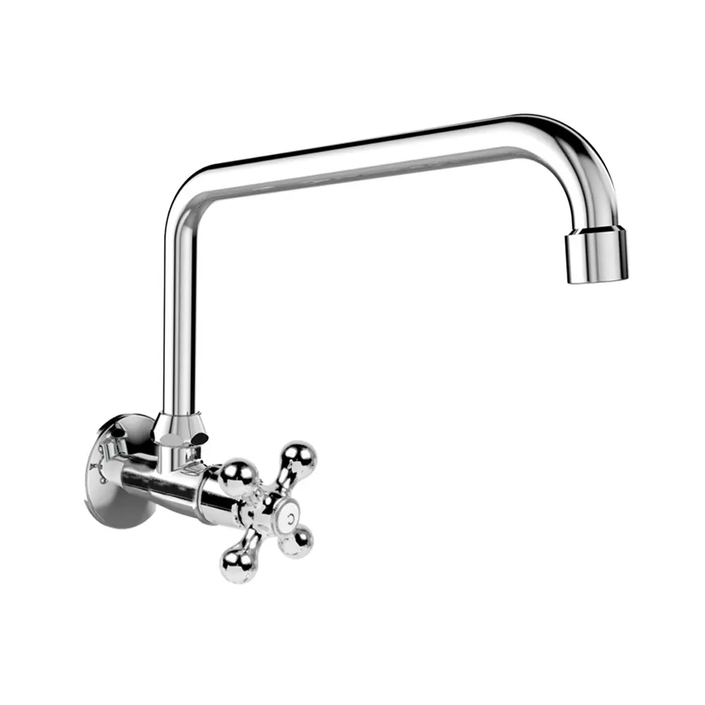 Mereo Umyvadlový kohoutek nástěnný, Retro Viktorie, s ramínkem otočným o 18 mm 230 mm, chrom CBL70104