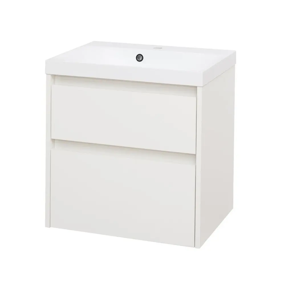 Mereo Opto, koupelnová skříňka s umyvadlem z litého mramoru 61 cm, bílá CN910M