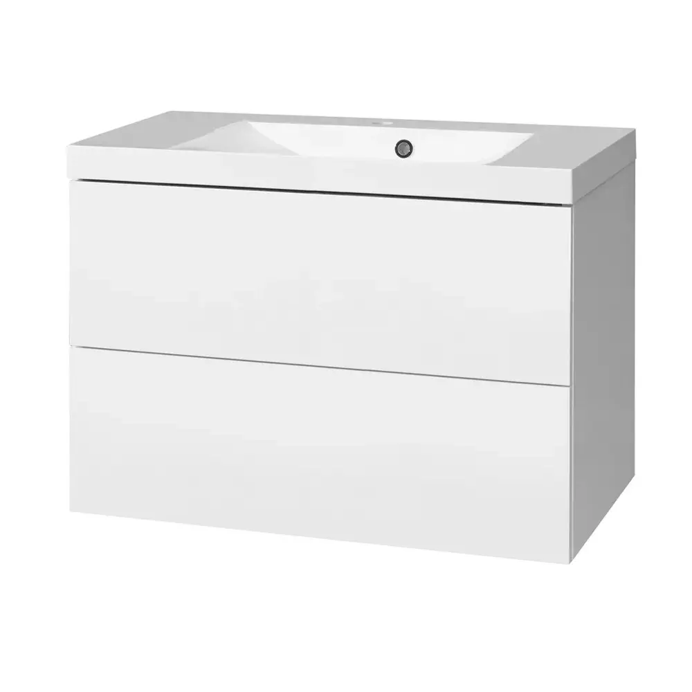 Mereo Aira, koupelnová skříňka s umyvadlem z litého mramoru 81 cm, bílá CN711M