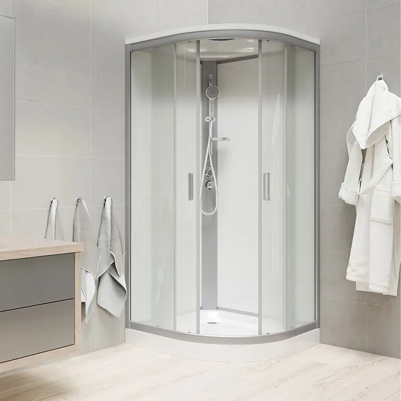 Mereo Sprchový box, čtvrtkruh, 80 cm, satin ALU, sklo Point, zadní stěny bílé, SMC vanička, se stříškou CK35172KBSW