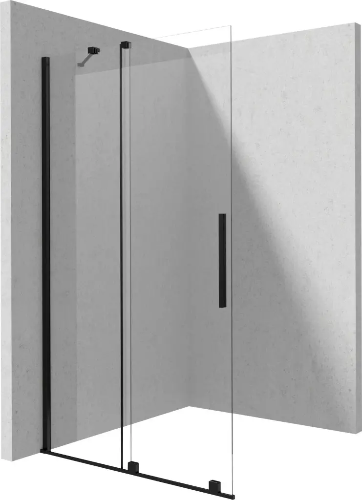 DEANTE Sprchová stěna Prizma černá, walk-in, 140 cm posuvná KTJ_N34R