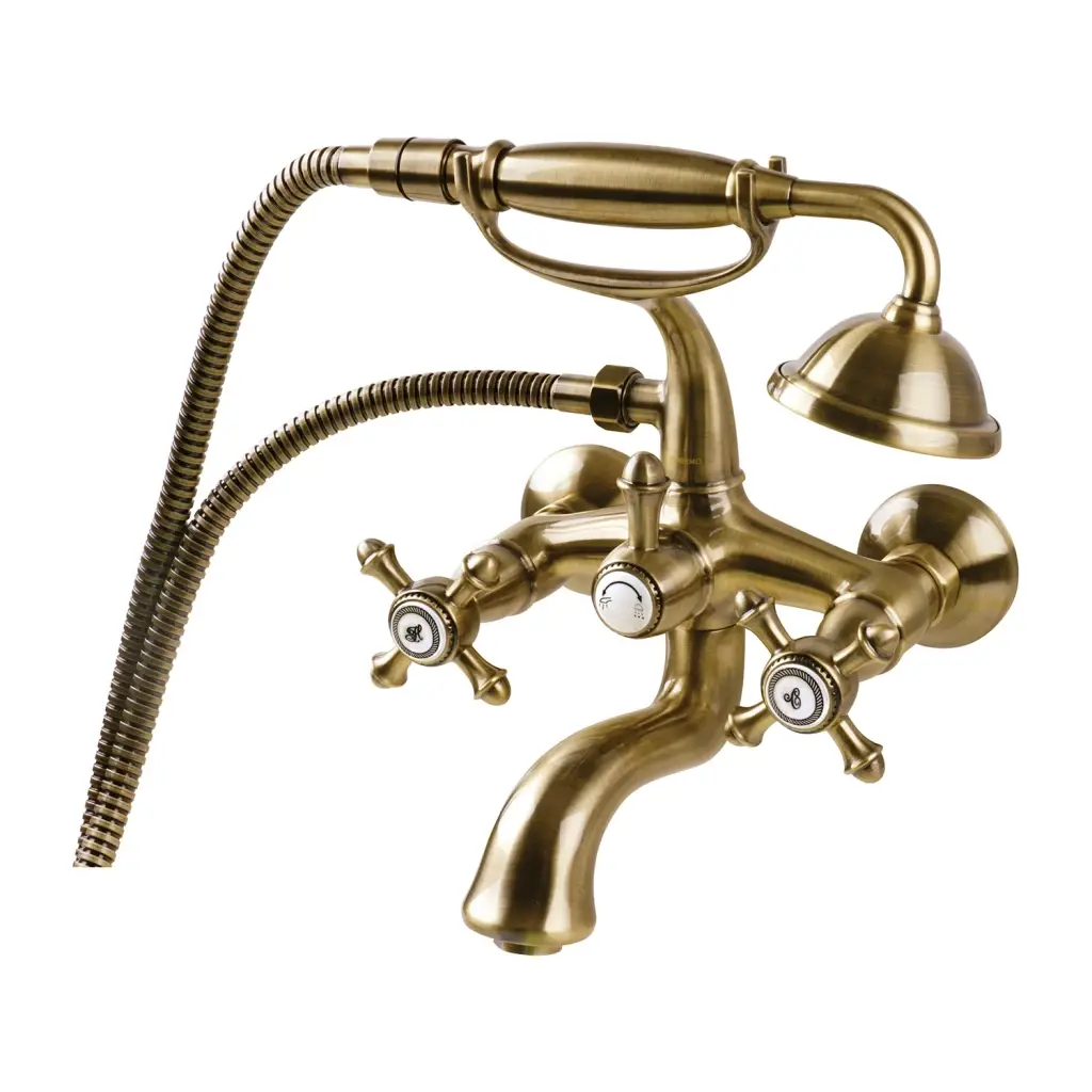 OMNIRES RETRO vanová baterie se sprchovým setem, kartáčovaný antický bronz RE7231BR