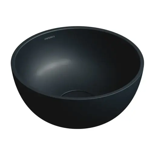 OMNIRES SHELL M+ umyvadlo na desku, O35 cm, matná černá láva SHELL350UNBLV