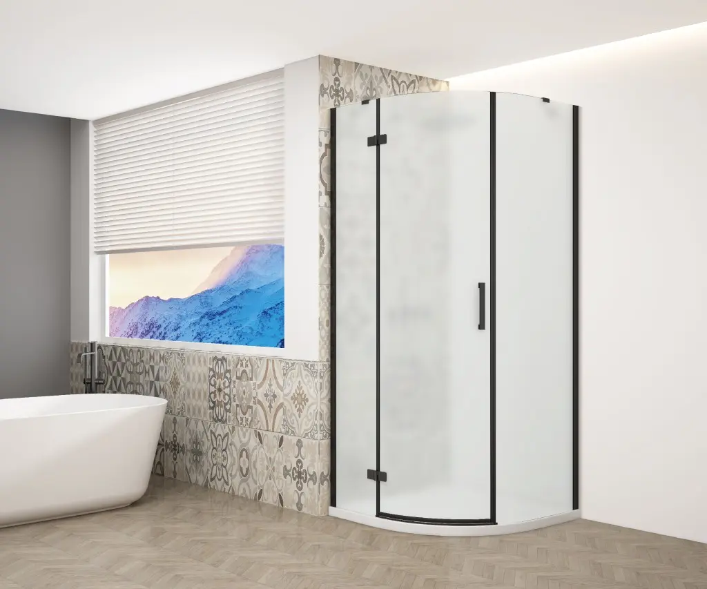 GELCO TRINITY BLACK čtvrtkruhový kout 900x900 pravý, matné sklo, GT6590MR-B GT6590MR-B