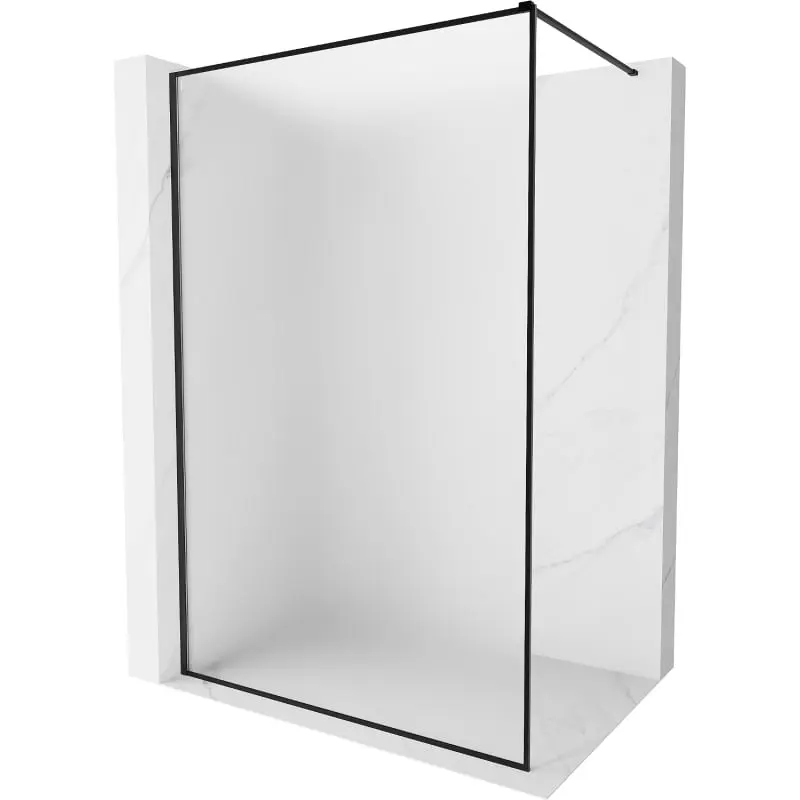 MEXEN/S Kioto-F Sprchová zástěna WALK-IN s rámem 90 x 202, dekor 8 mm, černá 800-090-104-70-30