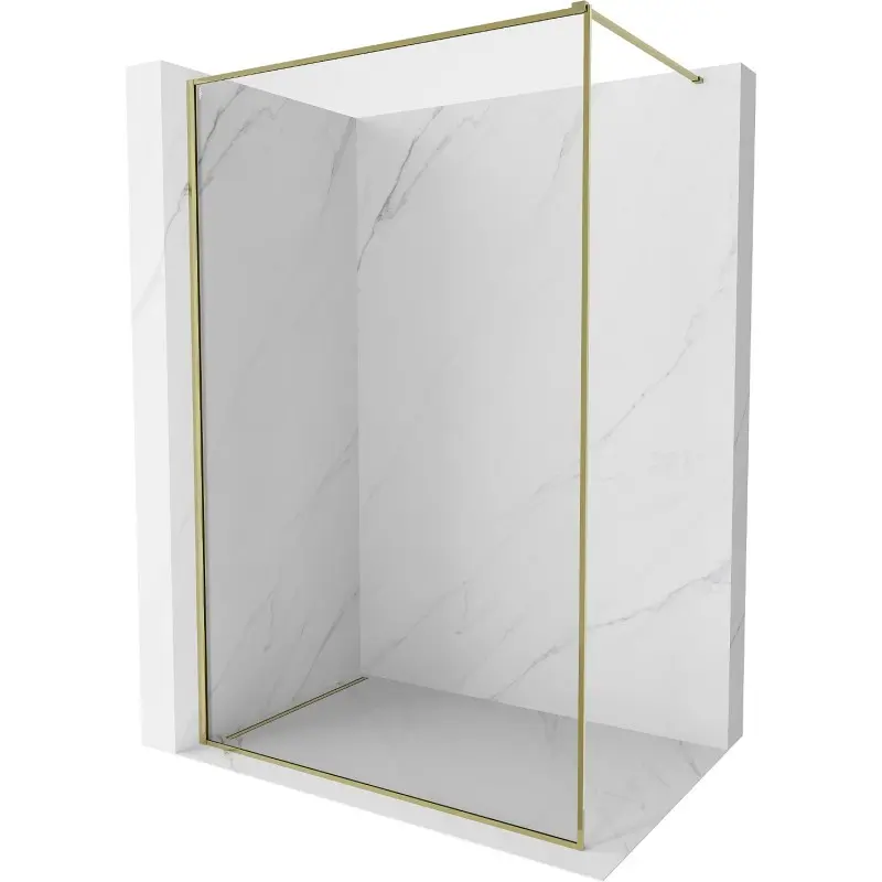 MEXEN/S Kioto-F Sprchová zástěna WALK-IN s rámem 120 x 202, transparent 8 mm, zlato 800-120-104-50-00