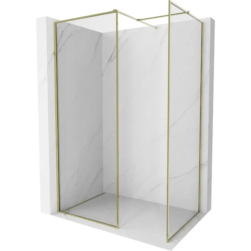 MEXEN/S Kioto-F Sprchová zástěna WALK-IN s rámem 180 x 120, transparent 8 mm, zlato 800-180-202-04-50-120