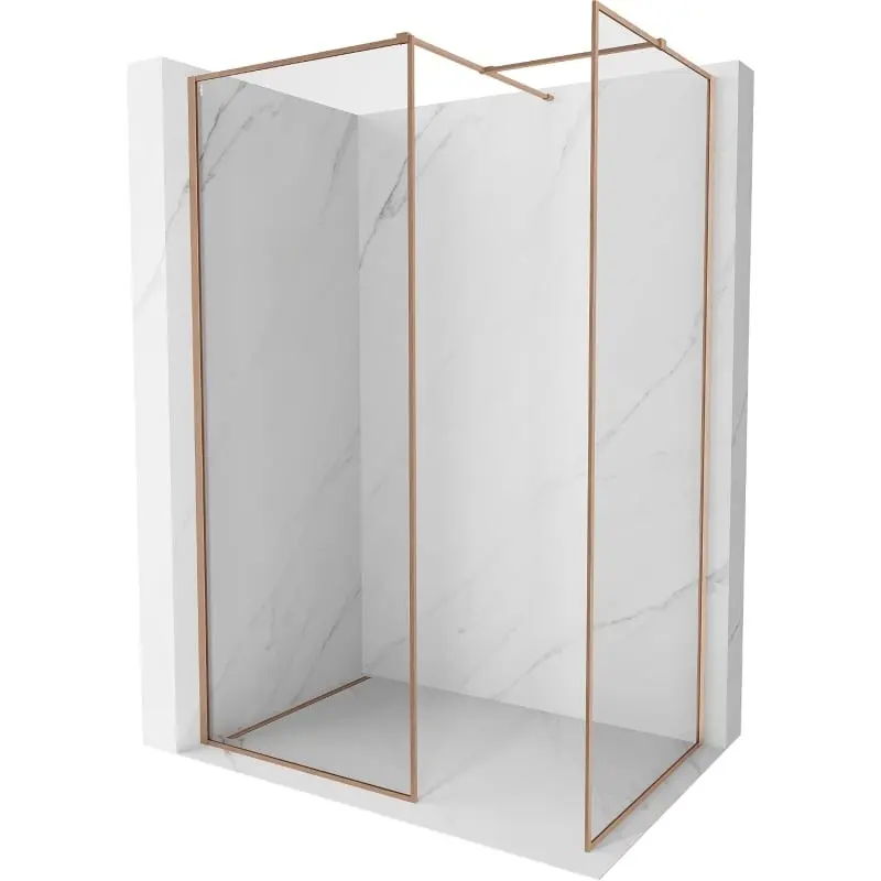 MEXEN/S Kioto-XF Sprchová zástěna WALK-IN s rámem 120x120, transparent 10 mm, měď kartáčovaná 800-120-202-04-65-120-XF