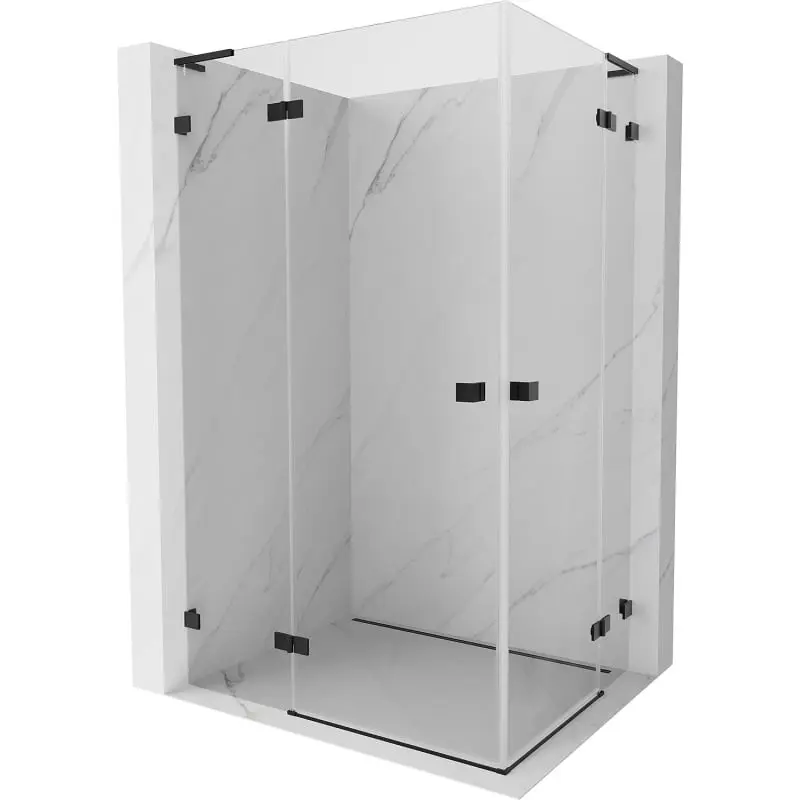 MEXEN/S Lunar L Duo sprchový kout dveře křídlové 85 x 70, transparent, černá 834L-085L-070P-70-00