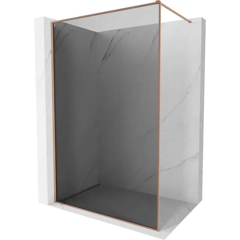 MEXEN/S Kioto-F Sprchová zástěna WALK-IN s rámem 90 x 202, grafit 8 mm, měď kartáčovaná 800-090-104-65-40