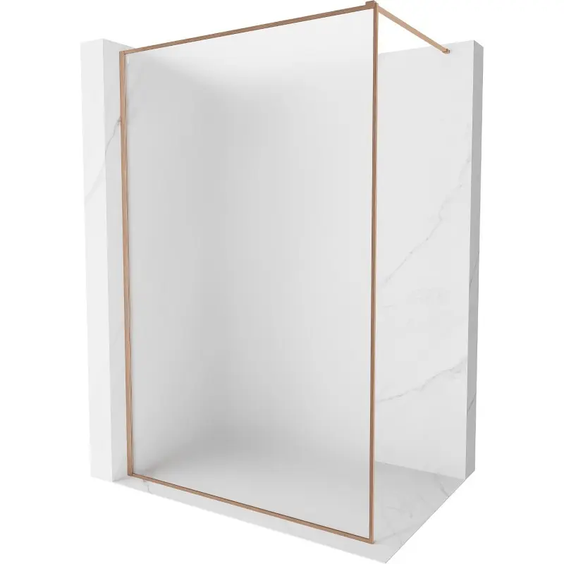 MEXEN/S Kioto-F Sprchová zástěna WALK-IN s rámem 100 x 202, dekor 8 mm, měď kartáčovaná 800-100-104-65-30
