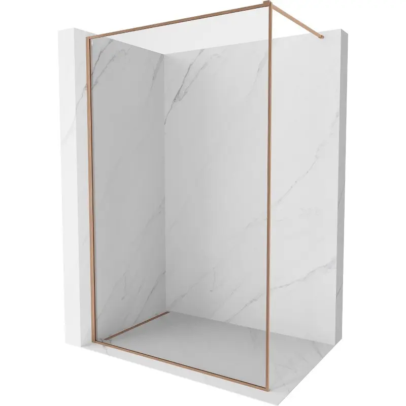 MEXEN/S Kioto-F Sprchová zástěna WALK-IN s rámem 125 x 202, transparent 8 mm, měď kartáčovaná 800-125-104-65-00