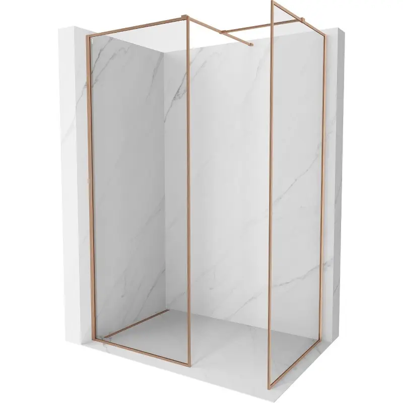 MEXEN/S Kioto-F Sprchová zástěna WALK-IN s rámem 160 x 120, transparent 8 mm, měď kartáčovaná 800-160-202-04-65-120