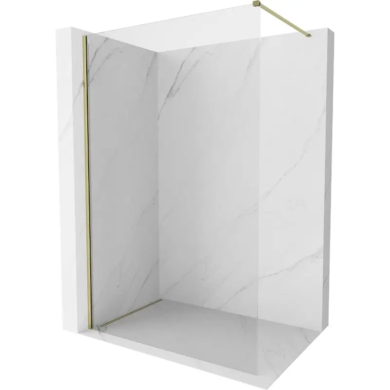 MEXEN/S Kioto-X Sprchová zástěna WALK-IN 100 x 200, transparent 10 mm, zlato 800-100-101-50-00-X