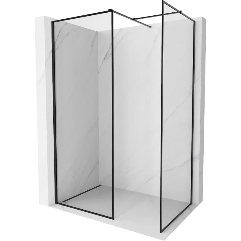 MEXEN/S Kioto-XF Sprchová zástěna WALK-IN s rámem 150 x 100, transparent 10 mm, černá 800-150-202-04-70-100-XF