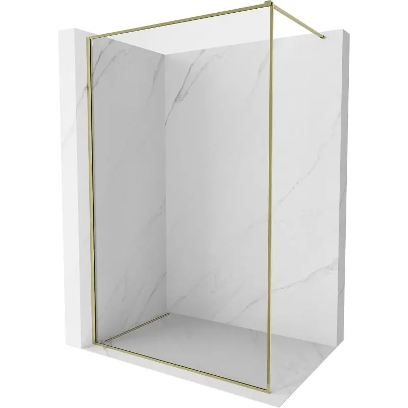 MEXEN/S Kioto-XF Sprchová zástěna WALK-IN s rámem 100 x 202, transparent 10 mm, zlato 800-100-104-50-00-X