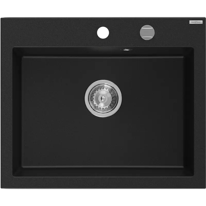 MEXEN Elix granitový dřez 1-miska 600 x 500 mm, černá, sifon chrom 6525601005-77