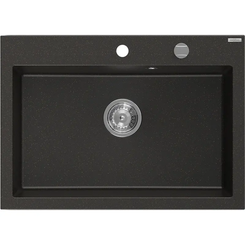 MEXEN Elix granitový dřez 1-miska 700 x 500 mm, černá/zlatá metalik, sifon chrom 6526701005-75