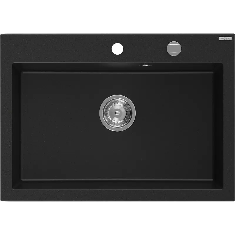 MEXEN Elix granitový dřez 1-miska 700 x 500 mm, černá, sifon chrom 6526701005-77