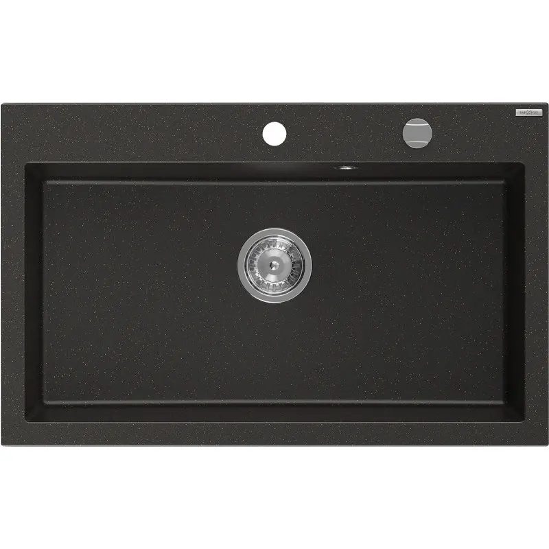 MEXEN Elix granitový dřez 1-miska 800 x 500 mm, černá/zlatá metalik, sifon chrom 6527801005-75